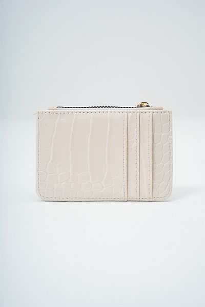 VAGGON Women's Cream Faux Leather Coin Compartment Croco Pattern Medium Size Card Holder Prmx14077