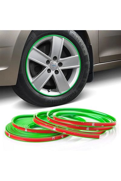 JollyMag Inele de protectie si decor jante, adezive, din plastic flexibil - VERDE