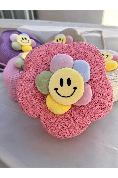 EMKSHOP Daisy Detailed Straw Bag with Strap (18 * 18 cm)