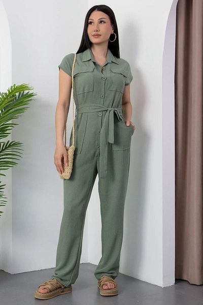 GDS BUTİK Buttoned Linen Jumpsuit
