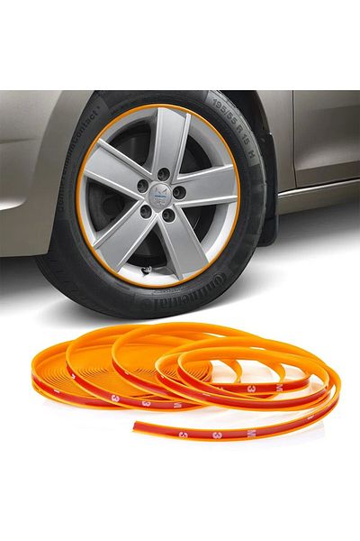 JollyMag Inele de protectie si decor jante, adezive, din plastic flexibil - PORTOCALIU