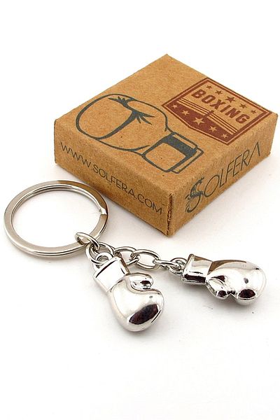 Solfera Boxing Gloves Fitness Kick Boxing Silver Color Metal Keychain Kc356