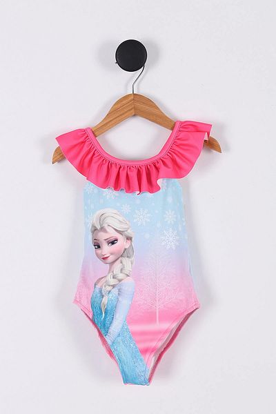 gnygiyim Girl's Character Patterned Ruffled Uw Protected Swimsuit