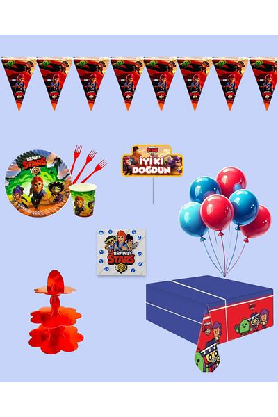 Evabrite Brawl Stars 16-Person Birthday Party Set - Brawl Stars Concept Cake Stand