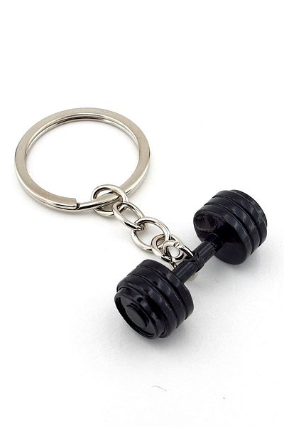Solfera Black Color Barbell Sport Weight Fitness Bodybuilding Metal Keychain Kc335