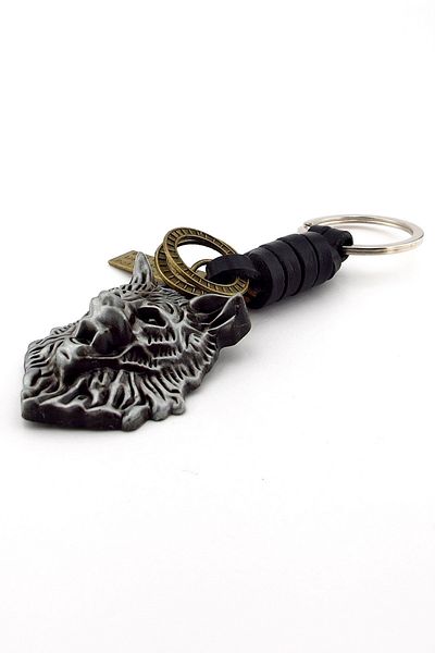 Solfera Wolf Letter Wild Warrior Embossing Leather Metal Keychain Kc340