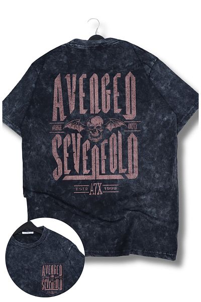 Fuddy Moda Unisex Oversize Avenged Sevenfold Orange County με στάμπα πλενόμενο μπλουζάκι Rock Band