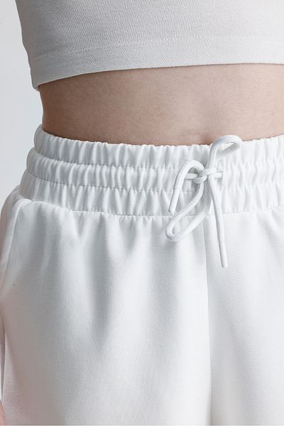 Warasiva Women's White Shorts Modal Fabric Soft Textured Stretchy Lycra Lace-Up Double Pocket Shorts