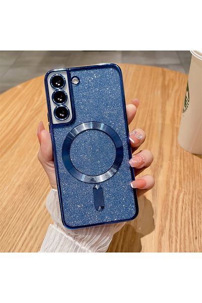 bzstore Carcasă de protecție 2 în 1 pentru Samsung Galaxy S23+ Plus, Magsafe cromată cu sclipici, TPU, magnetică