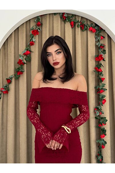 ETİKAFASHION Arya Straplez Dantel Balık Elbise