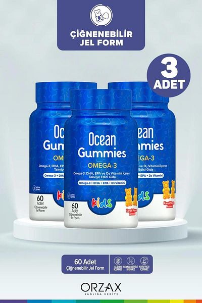 Ocean Gummies Omega 3 60 Pieces Chewable Gel Form 3 Pieces