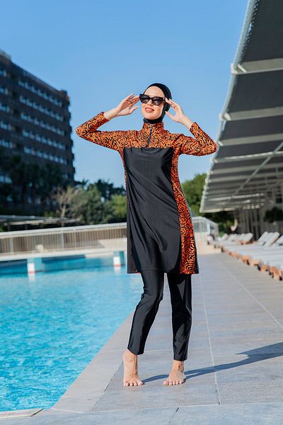 Ruko Maio Ruko 25203-3 Half Zipper Plus Size Hijab Swimsuit