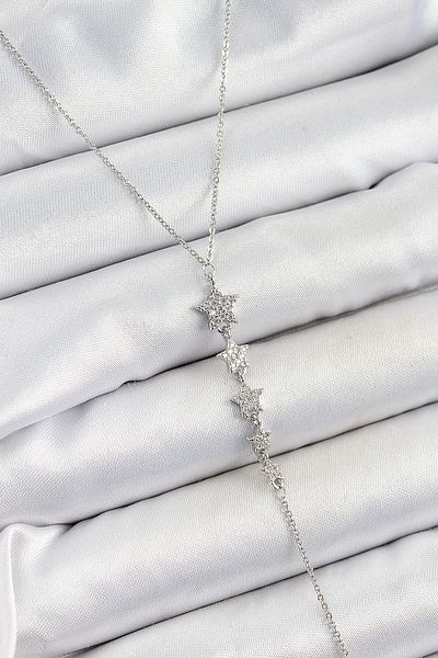 BESKAR Brass Zircon Stone Row Star Figure Y Model Silver Color Women's Necklace