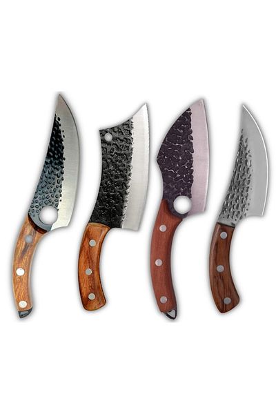 OEM Set de 4 cuțite japoneze forjate manual - Sakimaru, Sakido, Piked și Karat, oțel inoxidabil, 27 cm