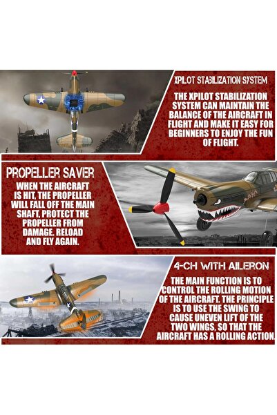 Generic RC Plane P-40 Warhawk Beginners Adult with Xpilot Stabilization System & One Key Aerobatic
