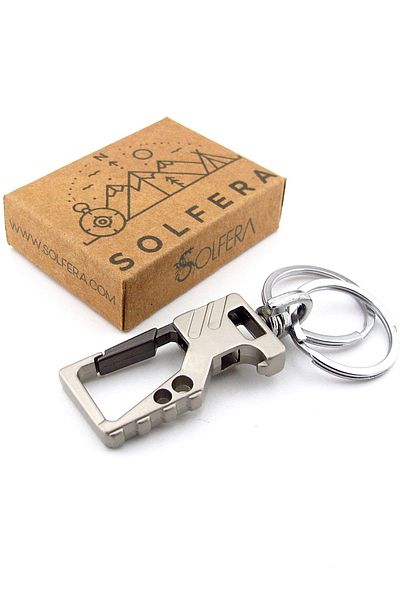 Solfera Outdoor Hook Hook with Lid Opener Silver Color Metal Keychain Kc353