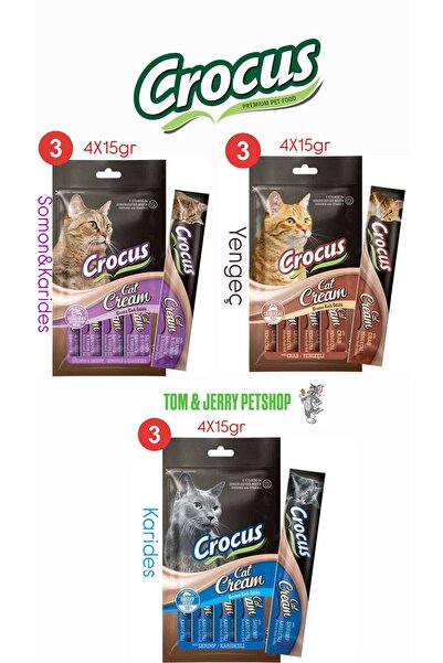 Crocus TOM&JERRYPETSHOP -Crocus Somon Karides/Yengeç/Karides Krema Kedi Ödülü 4x15gr (9 paket)