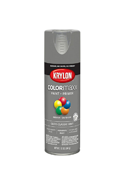 Krylon طلاء رش وطبقة أساس داخلية وخارجية باللون الرمادي الكلاسيكي 12 أونصة