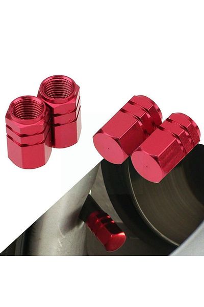 JollyMag Set capacele auto pentru ventil hexagon rosu 4 buc
