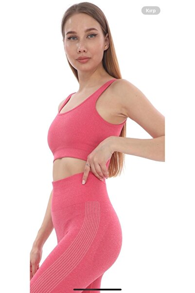 NOLYA MODA Yüksek Bel Dikişsiz Spor Tayt ve Büstiyer Takımı