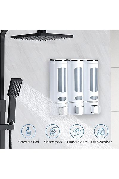 Sea Home 3Pcs Liquid Soap Dispenser 400ml Wall Mounted Shower Soap Shampoo Dispenser Kitchen Bathroom Soap Dispenser