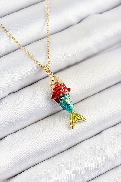 BESKAR 316L Steel Chain Mixed Color Fish Model Gold Women's Necklace