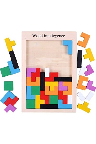 OEM Joc de inteligenta Tetris puzzle, lemn, Montessori, 40 piese