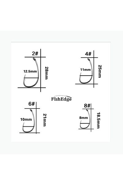 FishEdge Set cârlige cu legătură fir-de-par, pentru pescuitul crapului, 6 bucăți nr. 2, 6 bucăți nr. 6, tijă curbată