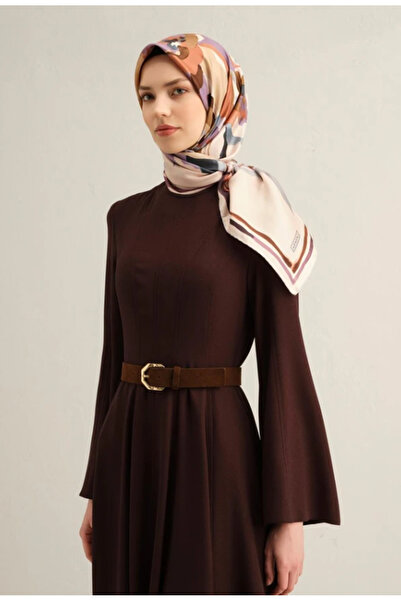 Armine Μεταξωτό κασκόλ Sura 9340-35 Πούδρα με μικτό σχέδιο