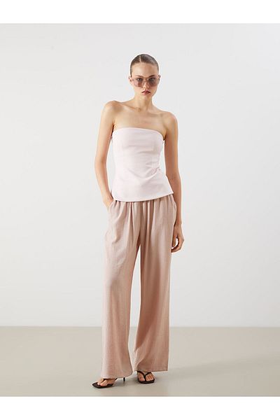 LC Waikiki New Season Women's Textured Trousers with Elastic Waist - S5R181Z8