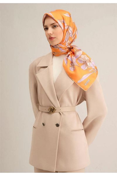 Armine Μεταξωτό φουλάρι Tivil 9324-33 Πορτοκαλί Μικτό Μοτίβο