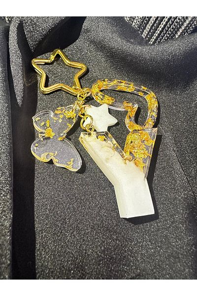 epoksiya حرف Y لؤلؤي أبيض اللون مطلي بالذهب VIP شكل إضافي من حرف إيبوكسي هدية سلسلة المفاتيح