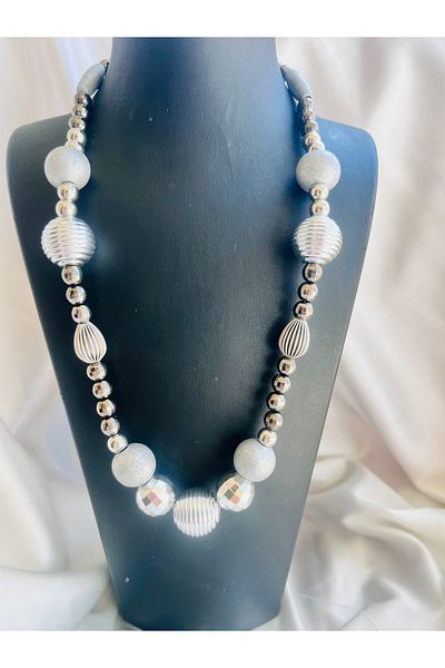 COCOSH TAKI Silver Color Stone Multi-Design Necklace