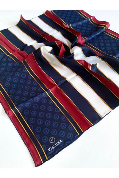Vissona Μεταξωτό μαντήλι Tivil 10579 - 12 - 0033 - 0018 Μικτό σχέδιο σε μπλε ναυτικό