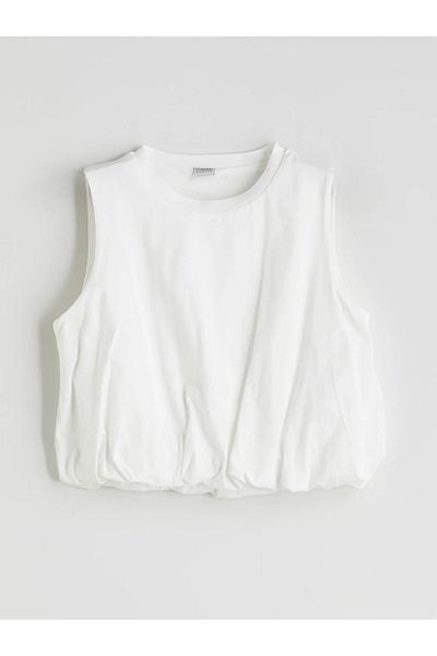 LC Waikiki Παιδική μπλούζα LCW Kids Ecru Crew Neck για κορίτσια
