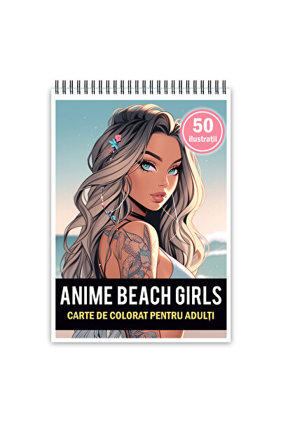 Legendary Gifts Carte de colorat pentru adulti, 50 de ilustratii, Anime Beach...