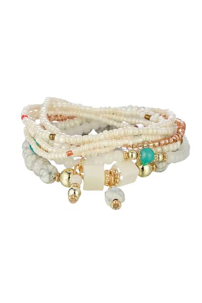 Tessero Women's bracelet with multiple strands handmade from beads with different charms, regular size