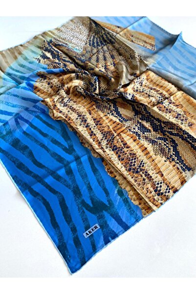 Aker Μεταξωτό κασκόλ Sura 8579701 - 321 - 48296 Μπλε Μικτό σχέδιο