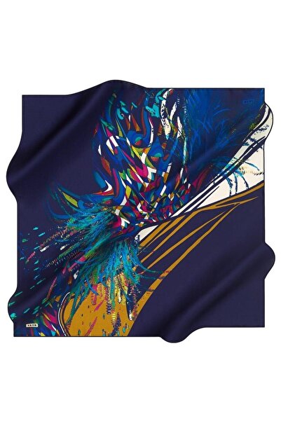 Aker Sura Silk Scarf 8566701-321-48189 Navy Blue Mixed Pattern