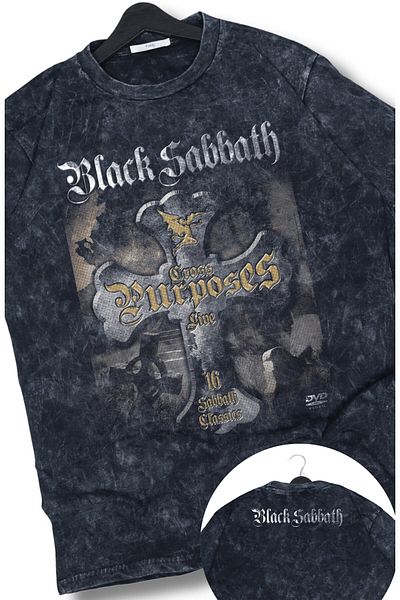 Fuddy Moda Υπερμεγέθη μπλουζάκι Black Sabbath με στάμπα που πλένεται, ρετρό μπλουζάκι με θέμα Unisex Rock Band