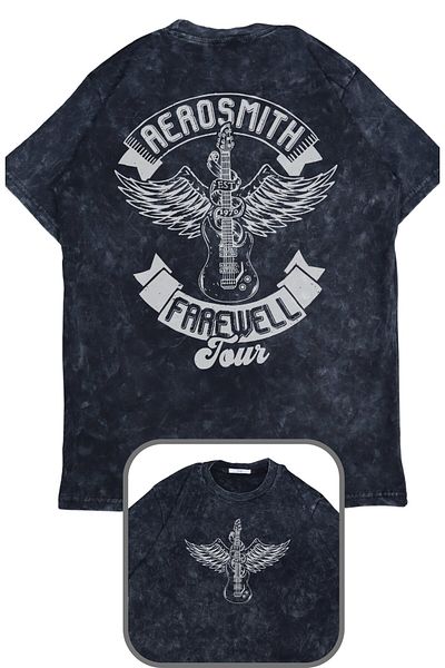 Fuddy Moda Oversize Aerosmith Farewell Tour με στάμπα πλενόμενο μπλουζάκι, Unisex ρετρό μπλουζάκι ροκ μπάντας