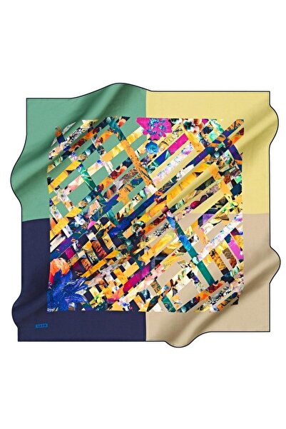 Aker Sura İpek Eşarp 8434701-321 48010 Lacivert Karışık Desen