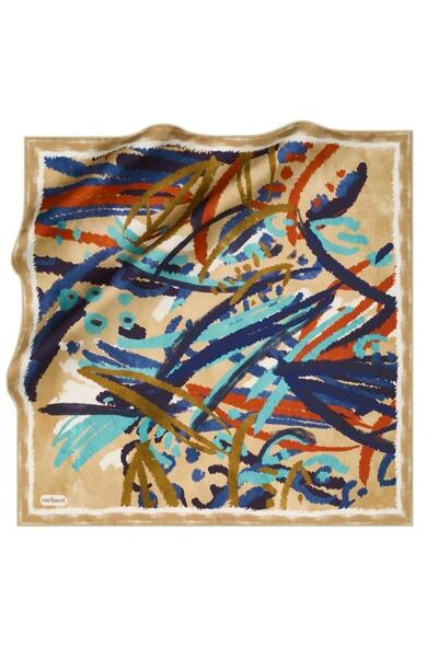 Cacharel Tivil Silk Scarf 8650313 - 961 - 47864 Mustard Yellow Mixed Pattern