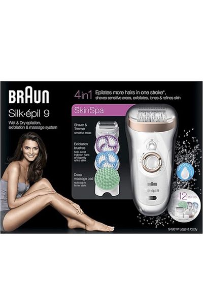 Braun 9-961 Silk-Epil 9 Skinspa 9-961V 5-In-1 Epilator Exfoliation And Skin Care System White/Silver