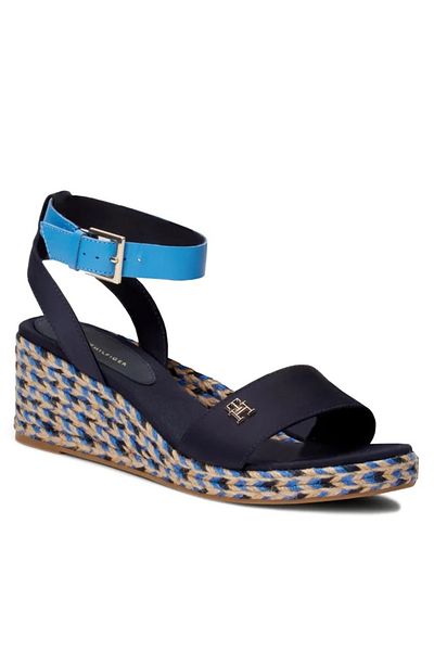 Tommy Hilfiger Espadrilles Colorful Wedge Satin Sandal FW0FW07913 Navy Blue