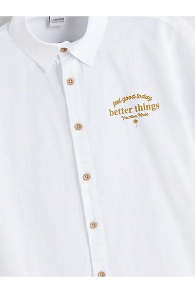 LC Waikiki Lcw Kids White Linen Blended Boy Shirt