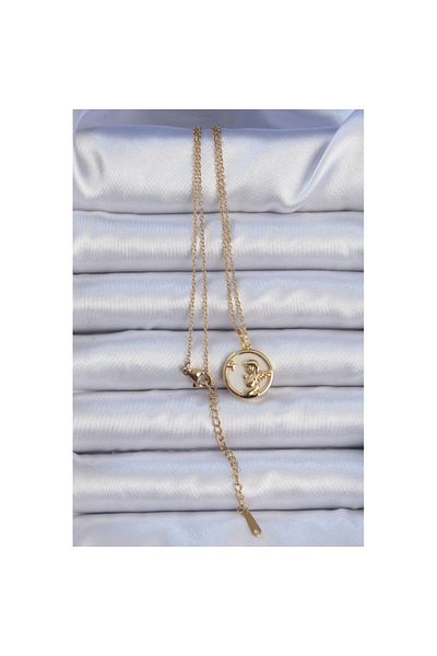 Skygo 316L Steel Chain Gold Color Zircon Stone Enamel Angel Necklace - Tj-Bko9085
