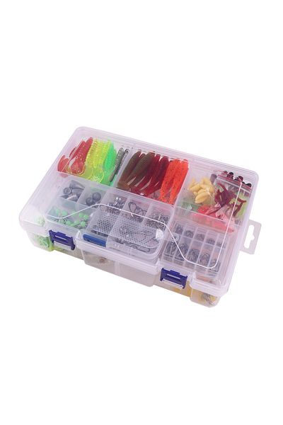 FishEdge Set de 327 de momeli artificiale într-o cutie de depozitare, FishEdge, kit complet pentru pescuitul de știucă, biban etc.
