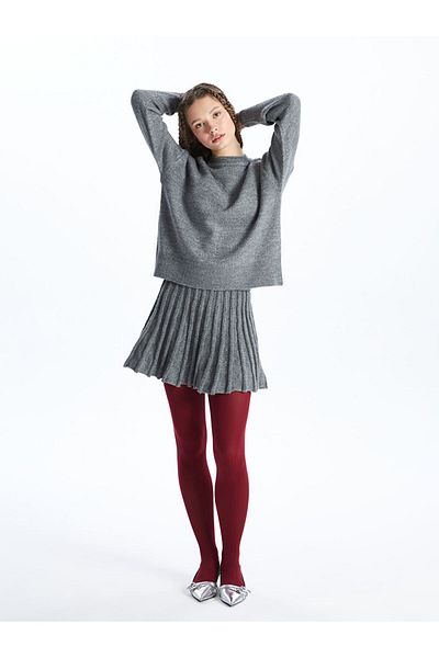 LC Waikiki Lcw Women's Elastic Waist Plain Knitwear Skirt Fast Fashion