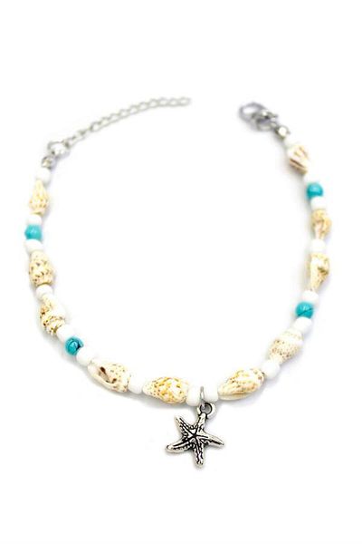 Alray Sea shell anklet - turquoise